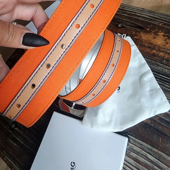 D&G Vibrant Orange and Crisp White Belt Authentic Dolce&Gabbana belt main image 3